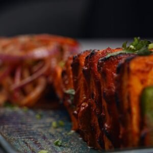 a close up of a plate of food on a table